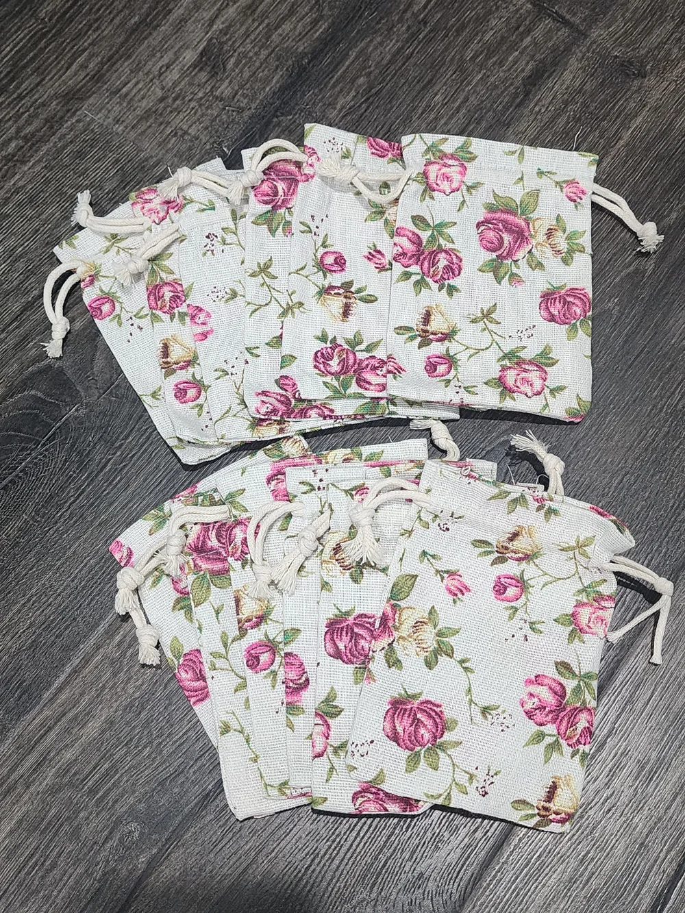 Floral Drawstring Pouch - Set Of 12